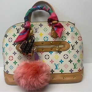 Pink Monogram Tin Bag Keychain/ice cream Charm  Lavender tassel,  Gold Accents